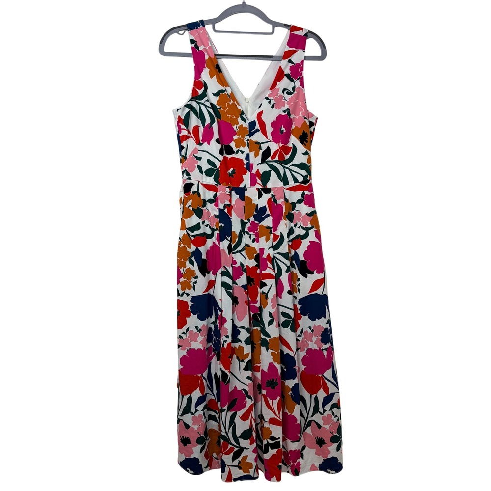 Donna Morgan Floral V-Neck Midi Dress 4 Multicolor Excellent